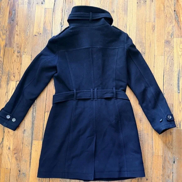 Burberry Brit Black Belted Wool Trench Coat Women’s Sz US10 - Picture 2 of 9